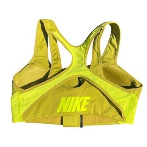 Nike dri-fit high support padded zip-front sports bra olive green XS CN3718